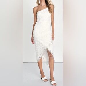 Lulu's White Asymmetrical Fringe Dress